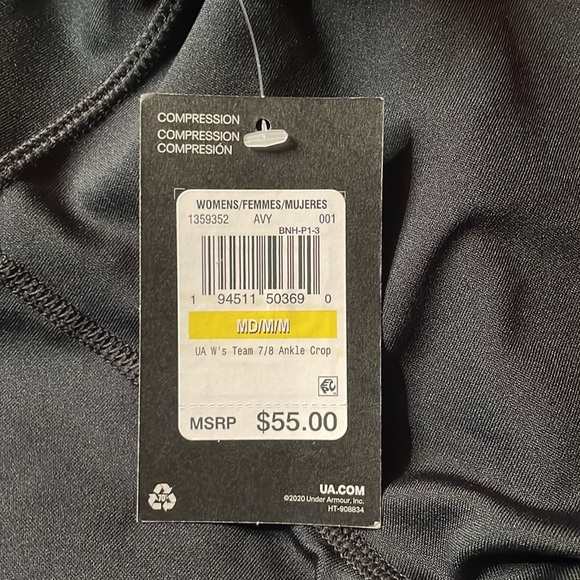 Under Armor Leggings High Rise Compression Cropped Tights Medium - Picture 5 of 5